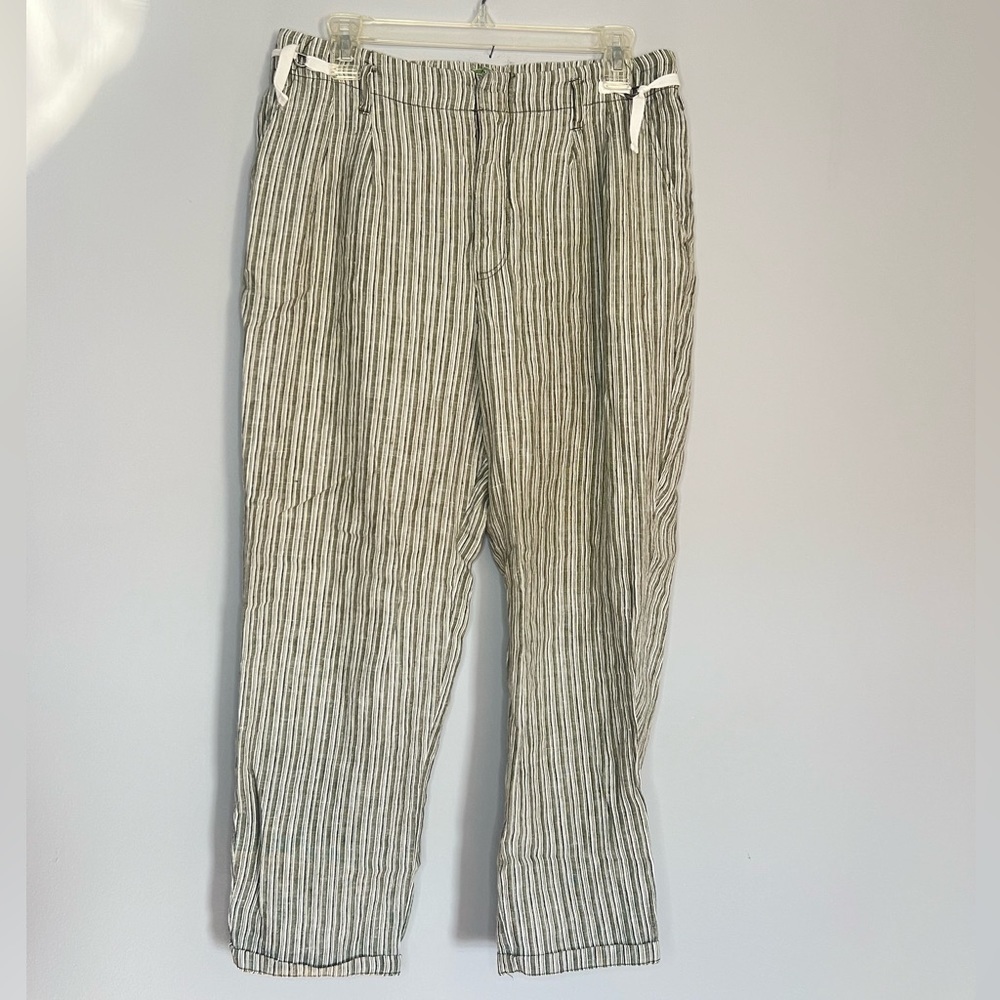 Anthropologie Moss Striped Pleated Linen Pants Sz 28 - Picture 2 of 7